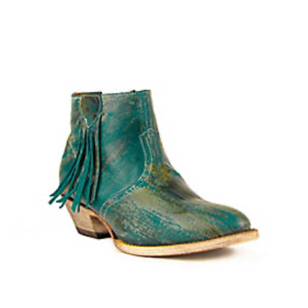 Ferrini  Women's Teal Fringe Round Toe Boots, 6 in., Size 10